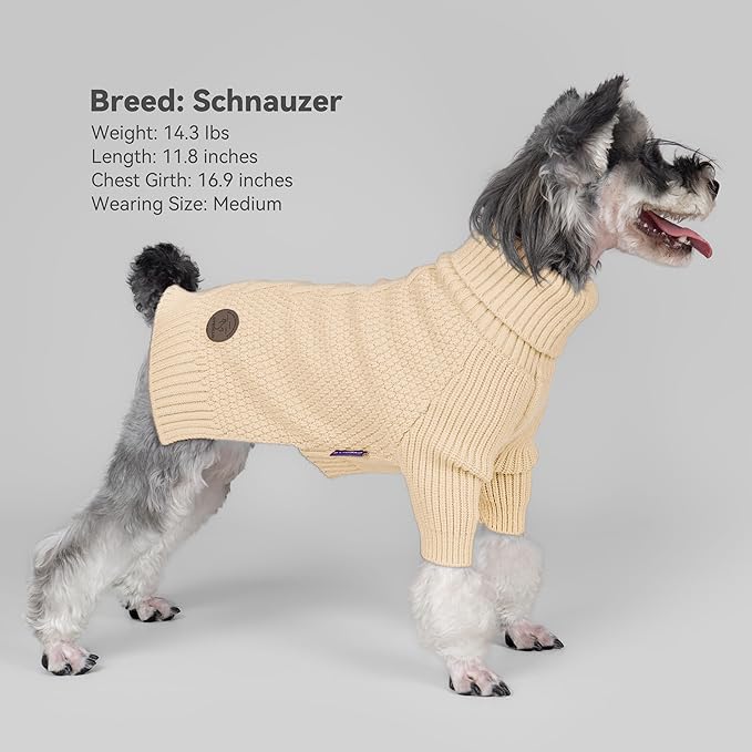 cyeollo 4XL Dog Sweater,Pullover Turtleneck for Giant Dogs Classic Knitwear Fall Winter Cold Weather Dog Clothes Warm Pet Apparel Large Big Dogs Sweaters Male&Female, Beige XXXXL