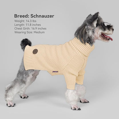 cyeollo Small Dog Sweater with Long Sleeves Turtleneck Knitted Sweaters Winter Dog Clothes Sweaters for Small Dogs S