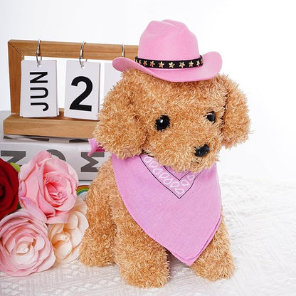 choyaxo Halloween Costumes for Dogs Cat Pet Cowboy Costume Cowboy Hat with Bandana Set for Halloween, Christmas, Holiday, Party, Cosplay (Pink, Small)