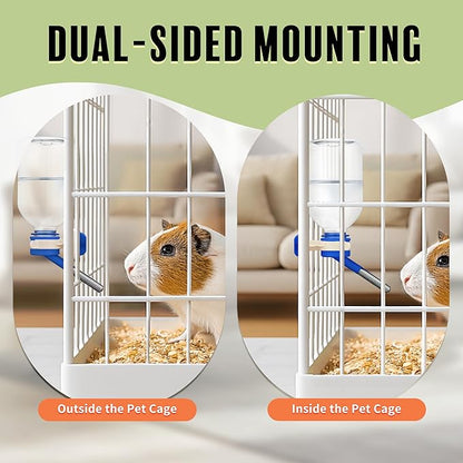 Choco Nose Patented No-Drip Water Bottle/Feeder for Guinea Pigs/Hamsters/Bunnies/Ferrets/Other Small Pets, Critters and Animals - for Cages, Crates or Wall Mount. 10.2oz. Nozzle 10mm, Blue 2pk(C128)