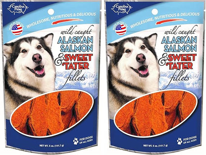 Carolina Prime Pet 45111 Salmon and Sweet Tater Fillets Treat for Dogs, 5 oz Pouch (Pack of 2)