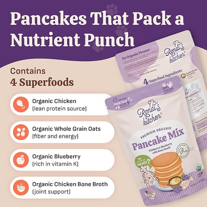 Rondi's Kitchen Pancake Mix for Dogs - Premium All-Natural & Organic Dog Treats, Healthy Dog Snacks for All Ages & Sizes, Made with Human-Grade Ingredients - Chicken & Blueberry