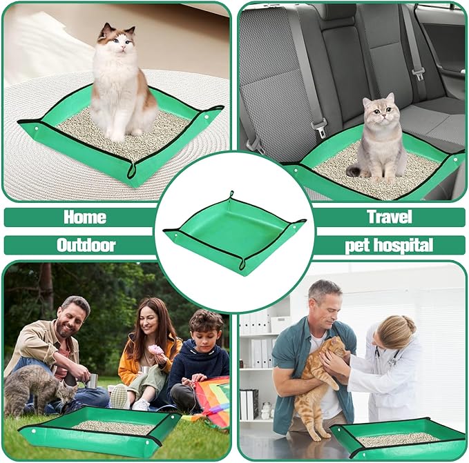 5 PCS Travel Litter Box for Cats,Portable Litter Box for Cats, Foldable and Packable, Large Sized Waterproof Cat, Ideal for Cat Travel Car & Camping