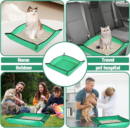 5 PCS Travel Litter Box for Cats,Portable Litter Box for Cats, Foldable and Packable, Large Sized Waterproof Cat, Ideal for Cat Travel Car & Camping