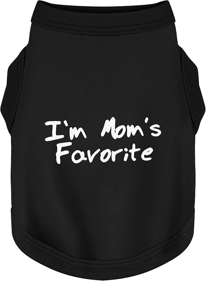 Cozy Sleeveless Canine Wear Dog Clothes, Soft, Lightweight, and Breathable Cotton Dog Shirt with I'm Mom's Favorite Print.Vest Tank Top Ideal for Small, Medium, and Large Breeds Black 4XL