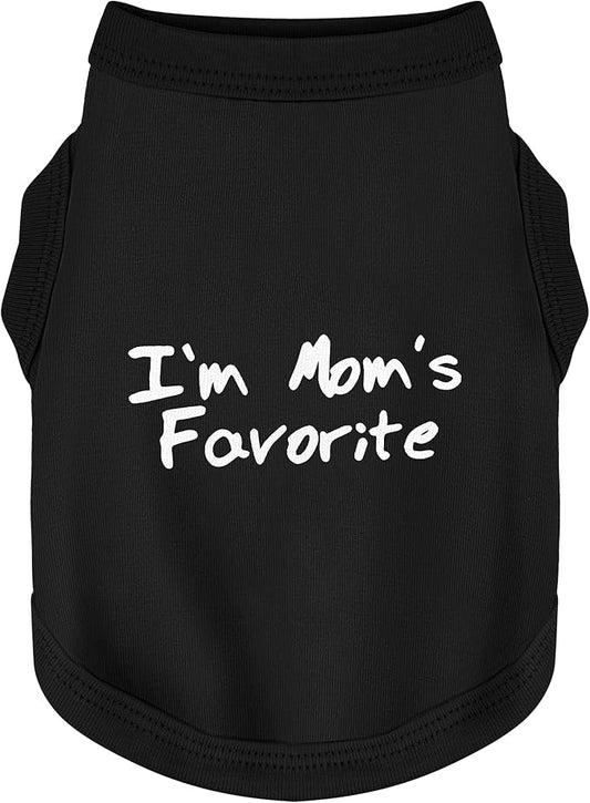 Cozy Sleeveless Canine Wear Dog Clothes, Soft, Lightweight, and Breathable Cotton Dog Shirt with I'm Mom's Favorite Print.Vest Tank Top Ideal for Small, Medium, and Large Breeds Black XL