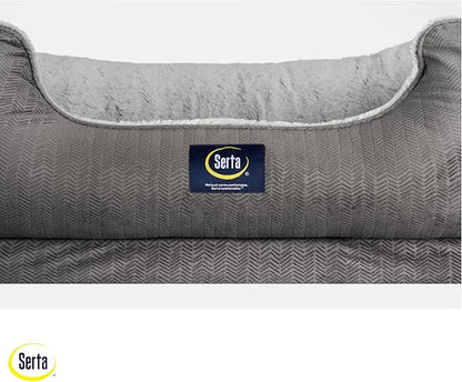 Serta Orthopedic Cuddler Dog Bed for Pets – Slate Gray (X-Large)