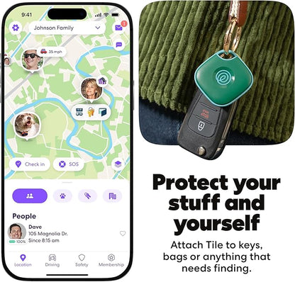 Life360 Tile - Bluetooth Tracker, Keys Finder and Item Locator for Keys, Bags and More. Phone Finder. Both iOS and Android Compatible. 1-Pack (Green Surf)