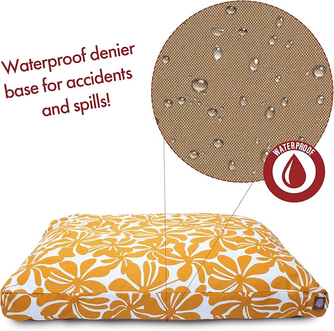Yellow Plantation Large Rectangle Indoor Outdoor Pet Dog Bed With Removable Washable Cover By Majestic Pet Products
