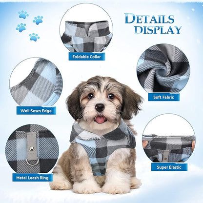 4 Pieces Winter Fabric Dog Sweater with Leash Ring Soft Fleece Vest Dog Clothes Plaid Camouflage Warm Puppy Jacket Pullover Clothes for Small Cat Puppy Chihuahua(L)