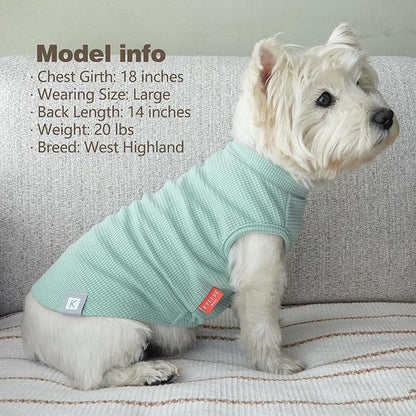 KYEESE 2Pack Waffle Dog Shirts, Lightweight Sleeveless Dog T Shirts for Small Medium Dogs Boy Girl, Breathable Pet Vest Comfortable Tank Top Soft Dogs Clothes for Daily Wear, Green+Striped, XL
