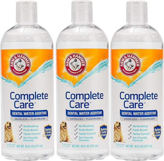Arm & Hammer Dog Dental Water Additive Breath Freshener, Odorless Flavorless Oral Care Solution for Plaque and Tartar Control, Daily No Brush Dental Support for Dogs, 16 Fl Oz - 3 Pack