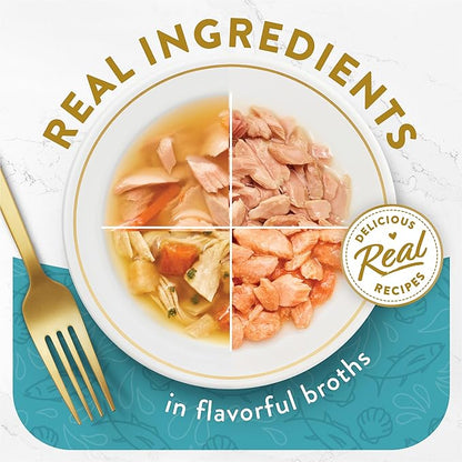 Purina Fancy Feast Lickable Appetizers and Broths Collection Grain Free Wet Cat Food Topper Variety Pack - 12 ct. Box (Pack of 2 Pack)