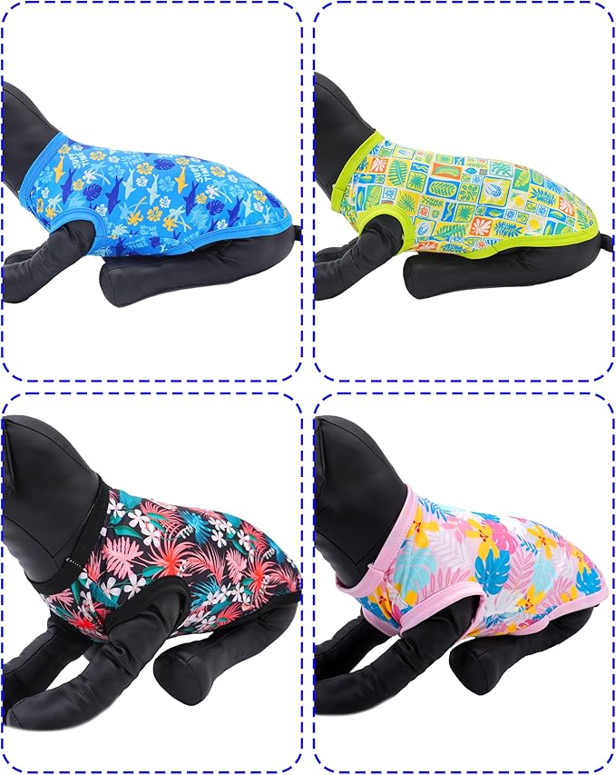 PET SHOW 4 Pack Dog Hawaiian Shirts for Small Medium Dogs UPF 50+ UV Sun Protection Summer Cool Clothes Tank Top Floral Puppy Cats T-Shirts Pet Holiday Party Sleeveless Vest Boy Girl(Medium)