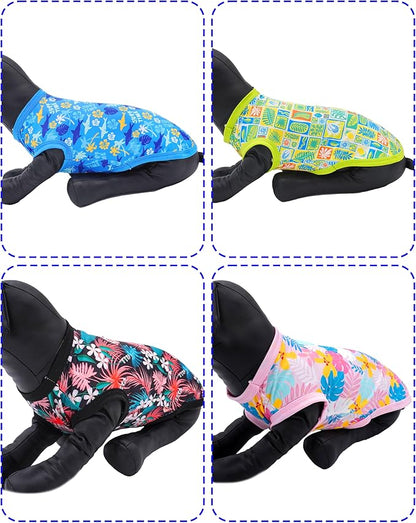 PET SHOW 4 Pack Dog Hawaiian Shirts for Small Medium Dogs UPF 50+ UV Sun Protection Summer Cool Clothes Tank Top Floral Puppy Cats T-Shirts Pet Holiday Party Sleeveless Vest Boy Girl(Medium)