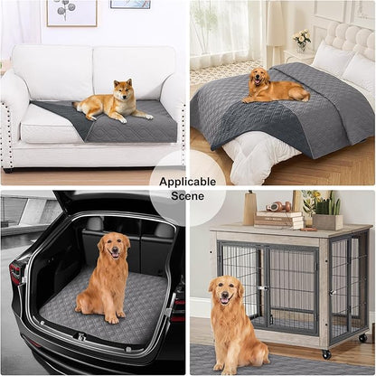 Smiry Reversible Waterproof Couch Covers for Sofa, Washable Dogs Pet Couch Covers for 3 Cushion Sofa Pet Friendly, Water Resistant Furniture Protector Slipcover, Geometric (30"x53", Grey/Dark Grey)