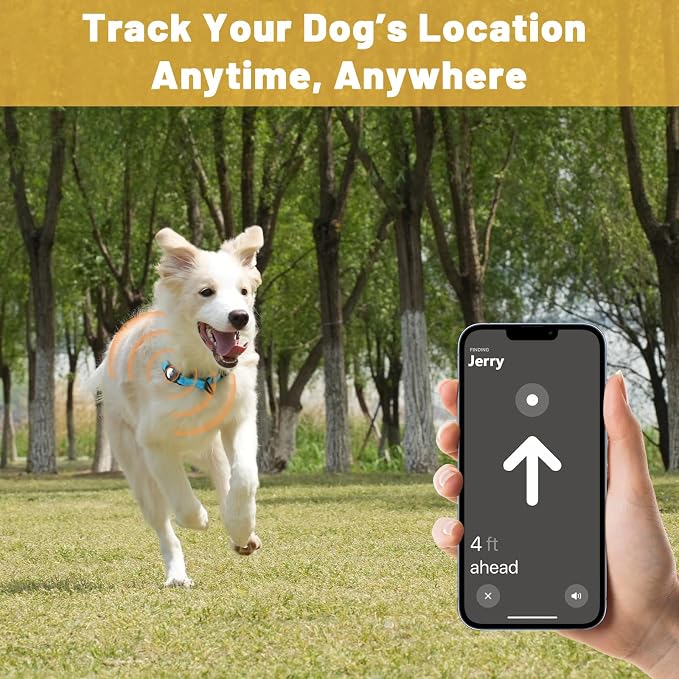 Taglory AirTag Dog Collar with Waterproof Holder for Medium Dogs, SkyBlue M | Reflective for Night Walks & Low-Light Safety, Track Your Pup Peace of Mind, Adjustable Soft Padded, No More Dangling Tags
