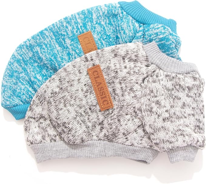 2 Pieces Dog Sweaters for Small Dogs Fall Winter Dog Clothes Male Fleece Puppy Clothes Warm Thick Outfit Pet Small Puppy Sweater for Boy Girl Doggies Teacup Yorkie Chihuahua,XXS