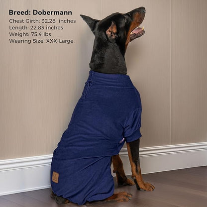 cyeollo Dog Pajamas for Medium Large Dogs Stretchable Pjs Soft Thermal Pet Onesie Jumpsuit Winter Dog Clothes for Dogs, Navy XXL