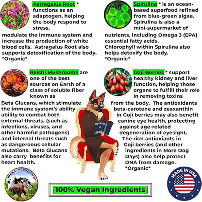 Anti-Aging & Immune Support | Organic, Human-Grade Ingredients | Medicinal Plants & Mushroom Extracts | Omega 3's, Antioxidants, Probiotics, Vitamins & Minerals | Plant-Based & Vegan