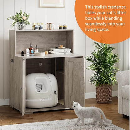 Large Cat Litter Enclosure with Litter Collector, Enclosure for Self-Cleaning Litter Boxes,Adjustable Shelf for Dog Proof,Charging Station, Large Hidden Litter Box for Cat, Cat House