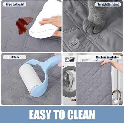 Smiry Waterproof Dog Bed Cover Pet Blanket, Soft Washable Dog Blanket for Furniture Bed Couch Sofa Reversible, Checkered (68"x82", Grey/Dark Grey)