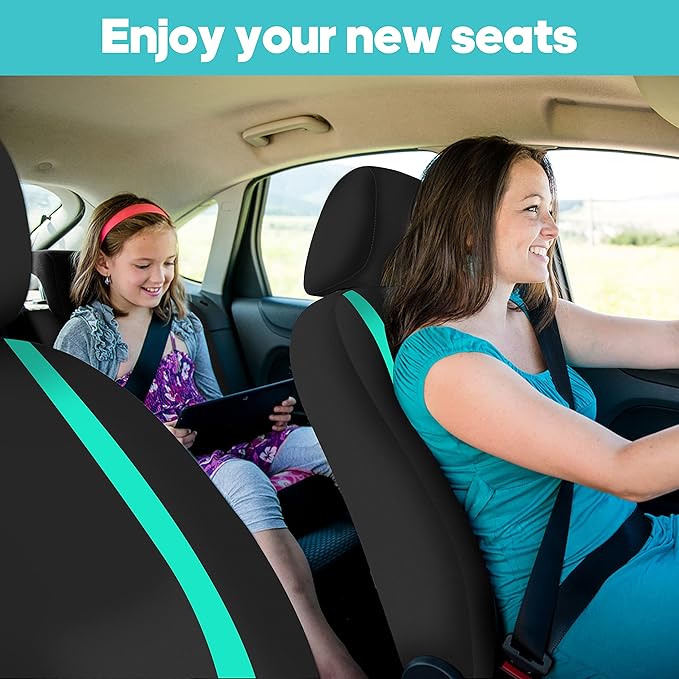 FH Group Car Seat Covers Front Set in Cloth - Car Seat Covers for Low Back Car Seats with Removable Headrest,Universal Fit,Automotive Seat Covers,Washable Car Seat Cover for SUV,Sedan,Van Mint