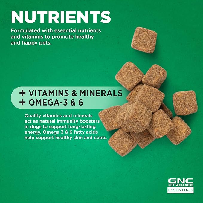 GNC Pets Essentials Dog Multivitamin Soft Chews with Salmon Oil, Bacon Flavor Daily Vitamin and Mineral Supplement for Puppies, Adult and Senior Dogs, Skin Coat and Immune Support, 60 Count - 3 Pack