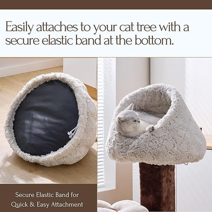 PetPals Round Cat Bed Cat Cave with Removeable and Washable Cushion, Super Soft Rose Patten Faux Fur Pet Bed for Puppy and Kitten with Anti-Slip Bottom (Rose Cradle)