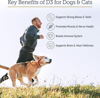 Rx Vitamins Rx D3 - Cat & Dog Vitamins Liquid D3 Drops in MCT Oil - Vitamin D for Dogs & Cats to Manage Deficiency - Aids in Dog Immune Support and Calcium Absorption - Pet Vitamin D3-2oz