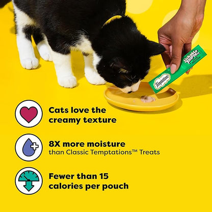 Temptations Creamy Puree Squeezable Lickable Cat Treats, Wet Cat Treats with Salmon and Shrimp, 0.42 oz. Tubes, 4 Count, Pack of 11 (44 Total)