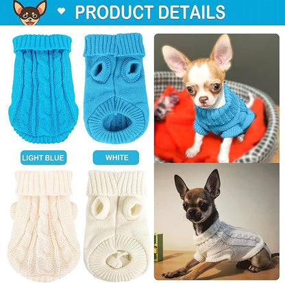2 Pack Dog Sweaters for Small Dogs, Chihuahua Yorkie Sweater, Dog Clothes for Small Dogs, Winter Warm Pullover Clothing, Pet Cat Cold Weather Puppy Clothes Outfits M