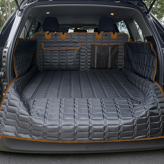 Reliadura SUV Cargo Liner for Dogs, Waterproof Pet Cargo Cover Dog Seat Cover for SUVs Sedans Vans with Bumper Flap Protector, Scrachproof Non-Slip Large Size Dog Seat Mat Universal Fit (Brown)