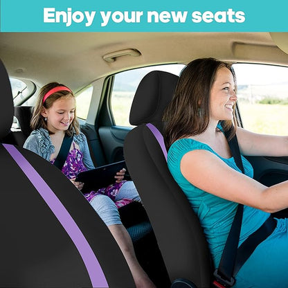 FH Group Car Seat Covers Front Set in Cloth - Car Seat Covers for Low Back Car Seats with Removable Headrest,Universal Fit,Automotive SeatCovers,Washable Car SeatCover for SUV,Sedan,Van Purple