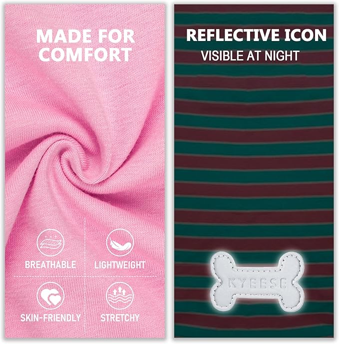 KYEESE 2Pack Dog Shirt, Soft Striped Dogs T Shirts, Lightweight Doggie Tank Top Cat Clothes, Sleeveless Dog Shirt for Small Dogs, Stretchy Pet Vest, Pink, Small