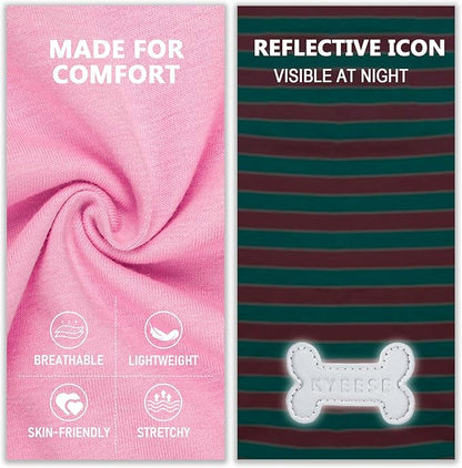 KYEESE 2Pack Dog Shirt, Soft Striped Dogs T Shirts, Lightweight Pet Tank Top, Sleeveless Dog Shirt for Small Dogs, Stretchy Comfortable Pet Vest, Pink, XL