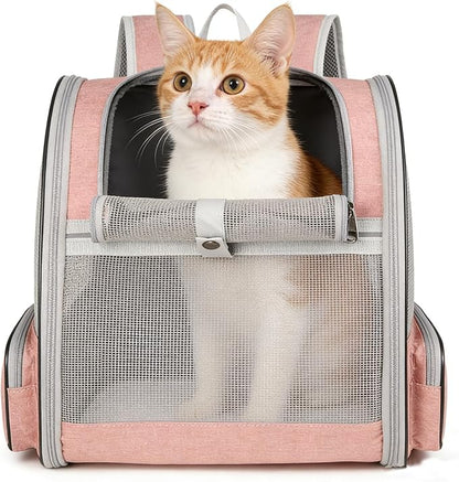 Ventilated Cats Dogs Rabbits Carrier Backpack for Small Pets and Puppies – Perfect for Outdoor Adventures and Vet Visits, Ultimate Comfort On-The-Go (Pink)