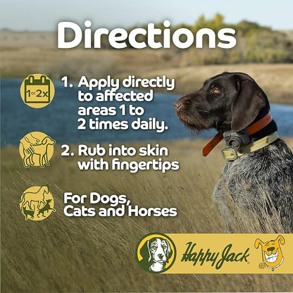 Happy Jack Skin Balm Hot Spot & Itchy Skin Relief for Dogs, Cats & Horses (4 oz), Softens, Aids Healing of Hot Spots, Fast Relief to Intense Itching, Scratching & Gnawing