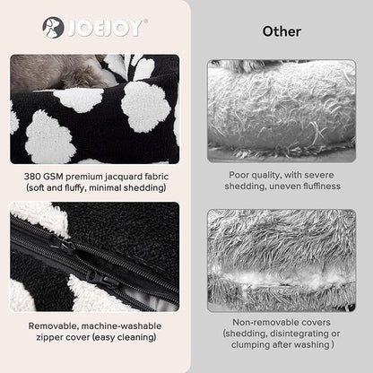 JOEJOY Medium Dog Bed Medium Size Dog, Rectangle Washable Orthopedic Pet Bed with Removable Zipper Cover, Cute Soft Calming Puppy Pet Bed with Jacquard Shaggy Plush & Non Skid Bottom