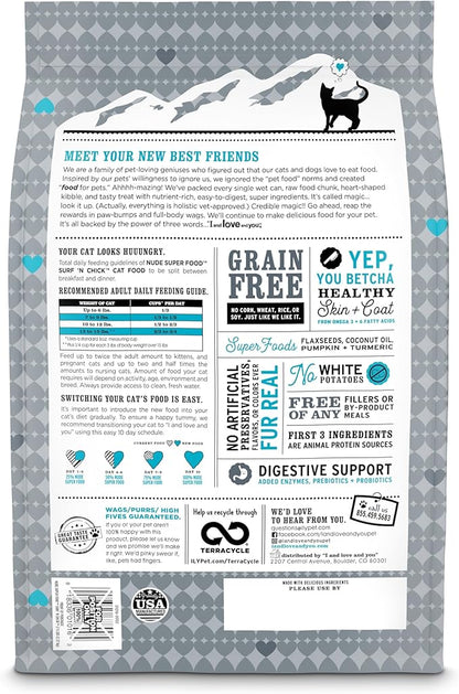 I and love and you Nude Dry Cat Food - Grain Free Limited Ingredient Kibble, Whitefish + Chicken, 5-Pound Bag