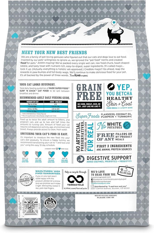 I and love and you Nude Dry Cat Food - Grain Free Limited Ingredient Kibble, Whitefish + Chicken, 5-Pound Bag