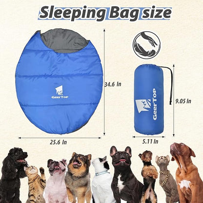 GEERTOP Dog Sleeping Bag Durable Packable Pet Sleeping Bed Comfortable Washable, Portable Pet Bed for Cats and Small Dogs - Dog Bed for Camping Hiking Cottage Beach