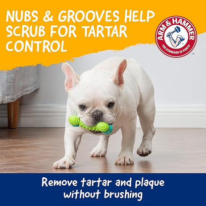 ARM & HAMMER for Pets Nubbies Duality Bone Dental Dog Toy- Best Dog Chew Toy for Moderate Chewers- Dog Dental Toy Helps Reduce Plaque & Tartar- Green Apple Flavor Baking Soda (Pack of 8)