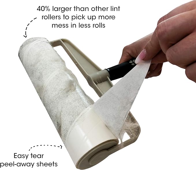 Supersize Extra Sticky, Adhesive Lint Roller Refill, Pet Cat & Dog Hair Remover for Clothes and Furniture, 60 Sheet ct (Pack of 6)