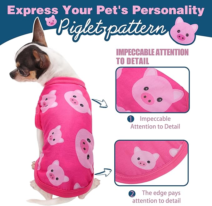 Adorable Pink Pig Dog Shirt: Lightweight Polyester Cartoon Puppy Vest, Small Medium & Large Dog T-Shirt, Summer Pet Clothes, Cute Dog Apparel, Breathable Dog Tank Top S