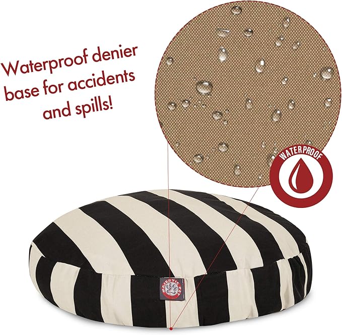 Black Vertical Stripe Large Round Indoor Outdoor Pet Dog Bed With Removable Washable Cover By Majestic Pet Products
