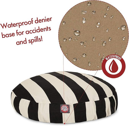 Black Vertical Stripe Large Round Indoor Outdoor Pet Dog Bed With Removable Washable Cover By Majestic Pet Products