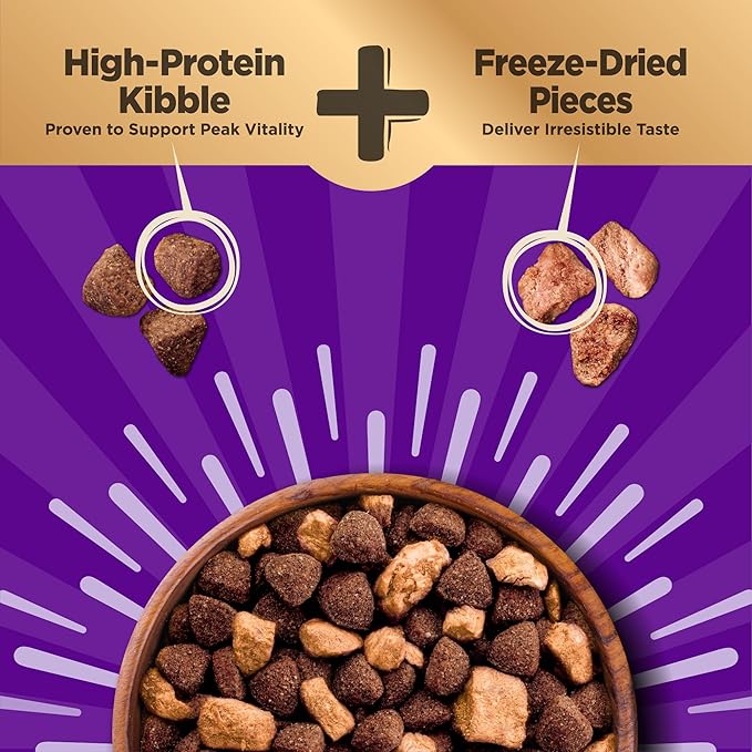 Wellness CORE+ Adult Dry Dog Food with Freeze Dried Pieces, Grain Free Kibble+, Natural, High Protein, Wild Game Duck, Lamb, Boar, and Rabbit Recipe, 18 lb Bag