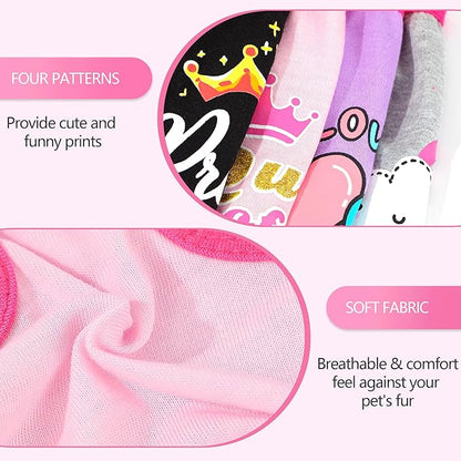 4 Pack Dog Shirt for Small Dogs Spring Summer Printed Puppy Clothes Cute Pet T Shirts Dog Clothes for Small Dogs Cats Girl (Grey+Pink+Purple,Black, Small)