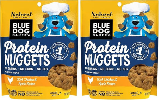 Blue Dog Bakery Protein Jerky Nuggets, Made w/Real Chicken & Apples, USA Chicken #1 Ingredient, Healthy Dog Treats, All Natural, 6 oz (Pack of 2)